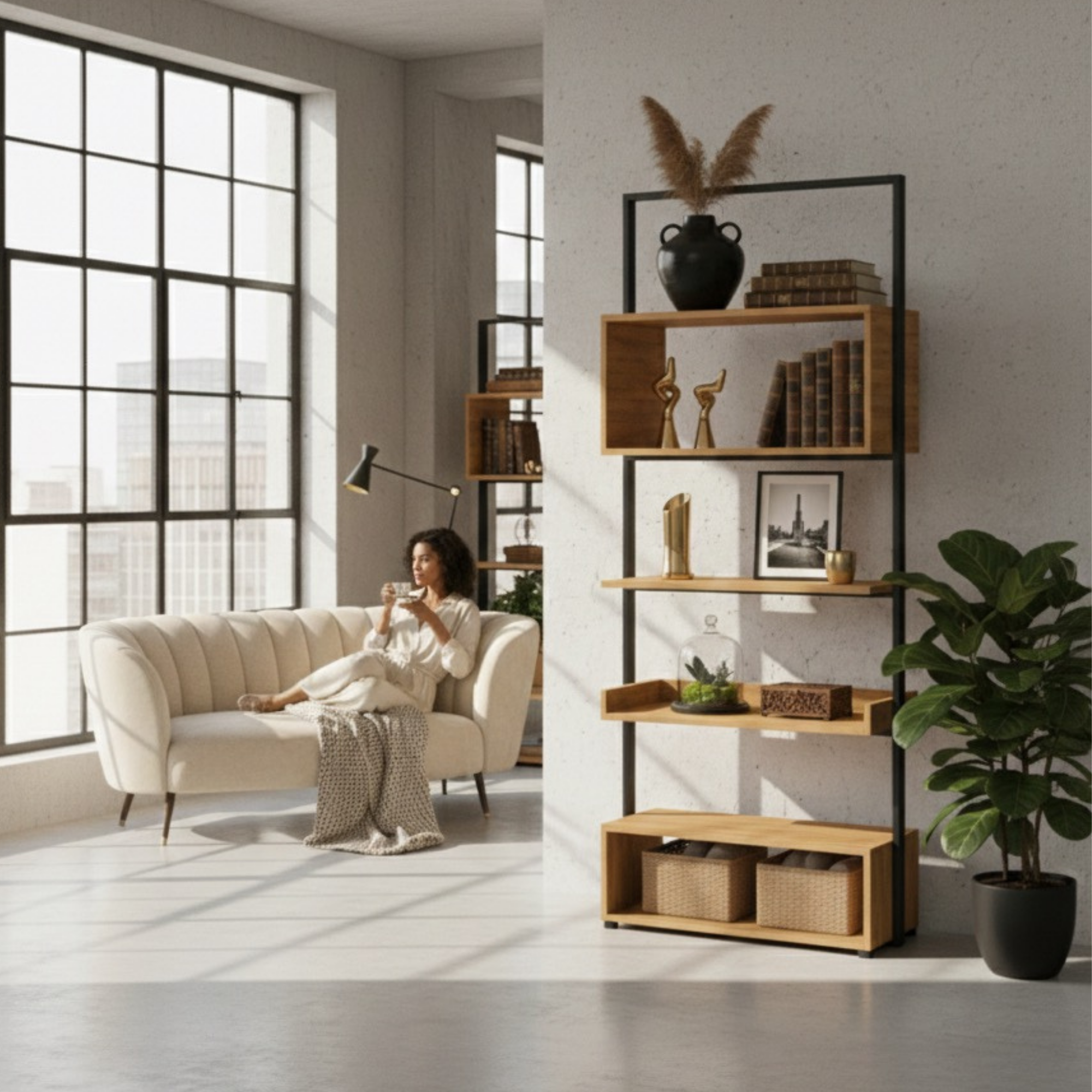 REGAŁ NA KSIĄŻKI METALOWE DREWNO LITE DĄB JESION OLCHA RNK-125